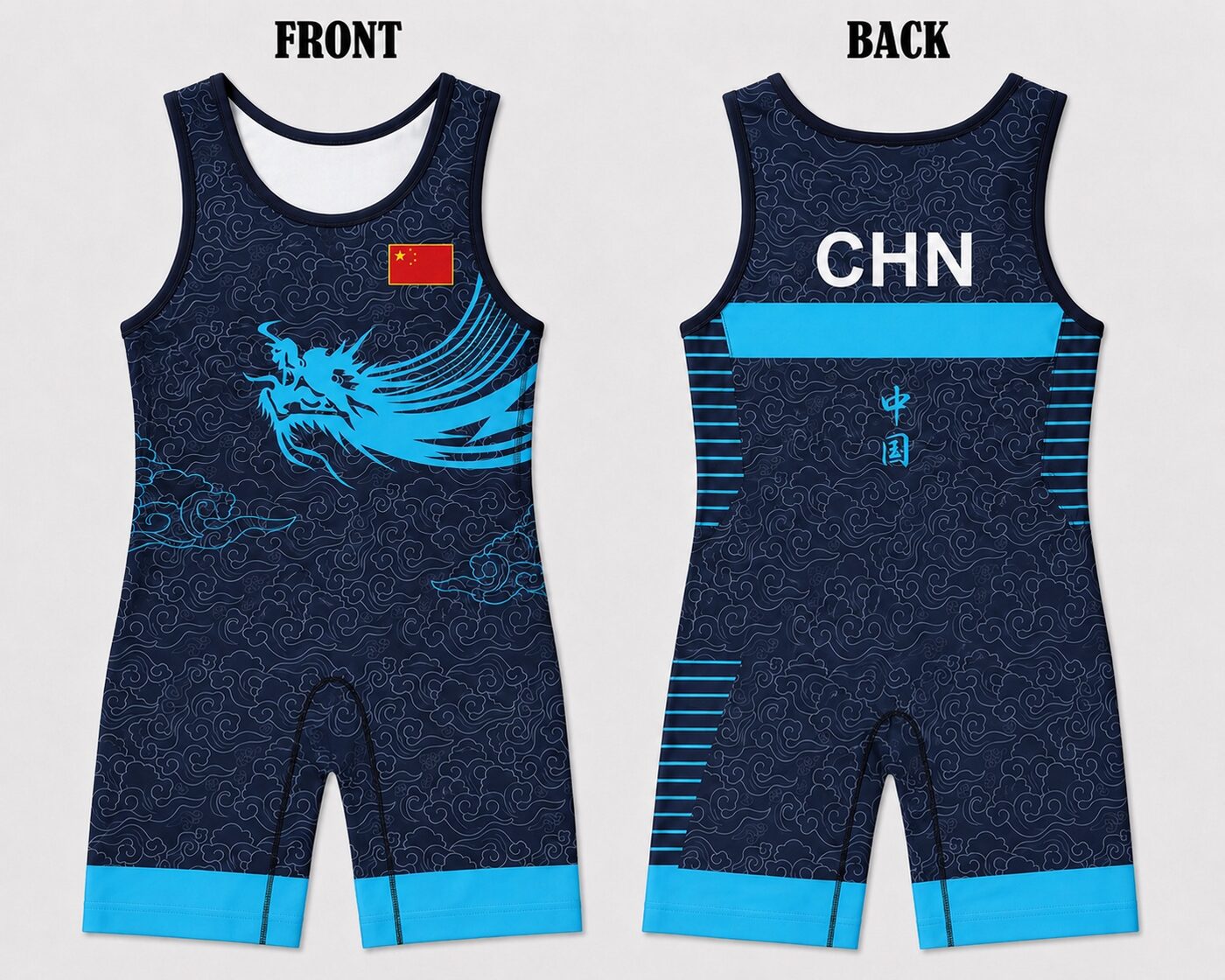 China Midnight Dragon Wrestling Singlet