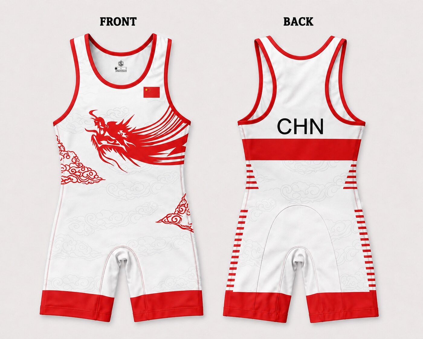 China White Dynasty Wrestling Singlet