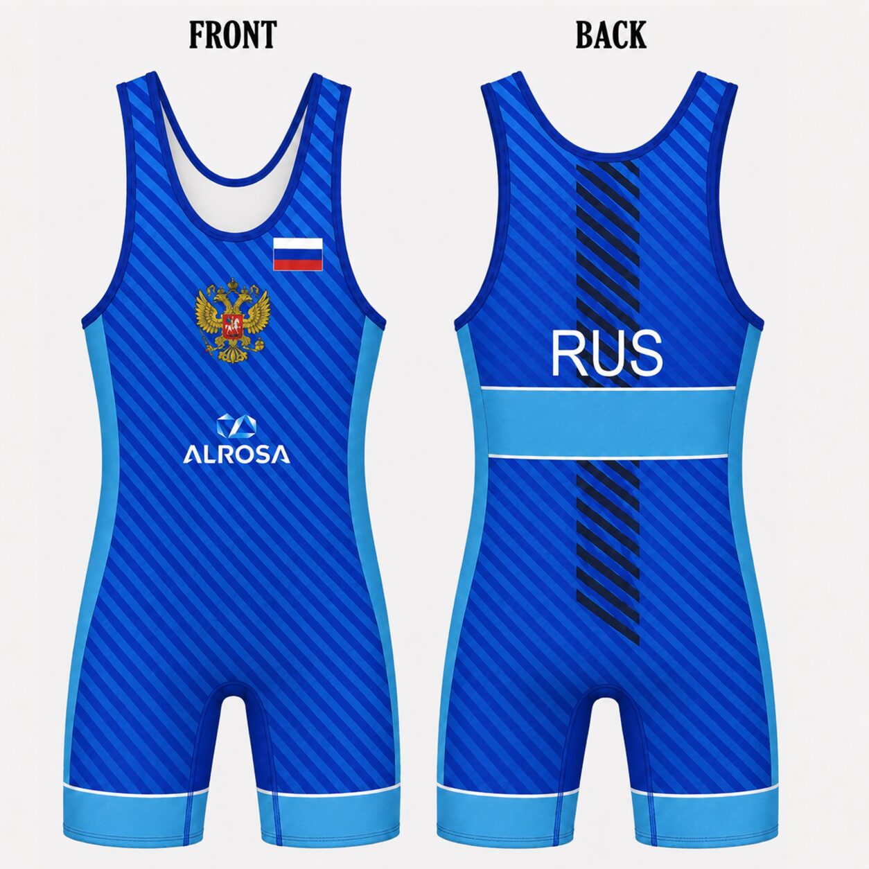 Russia Blue Wrestling Singlet
