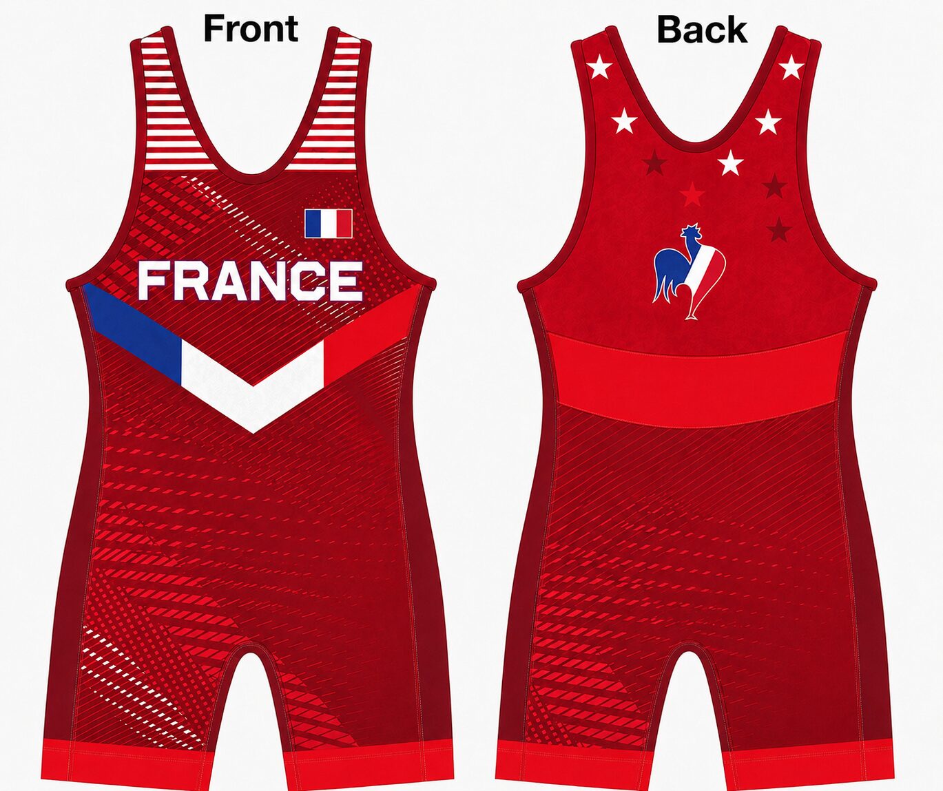 Red France Wrestling Singlet