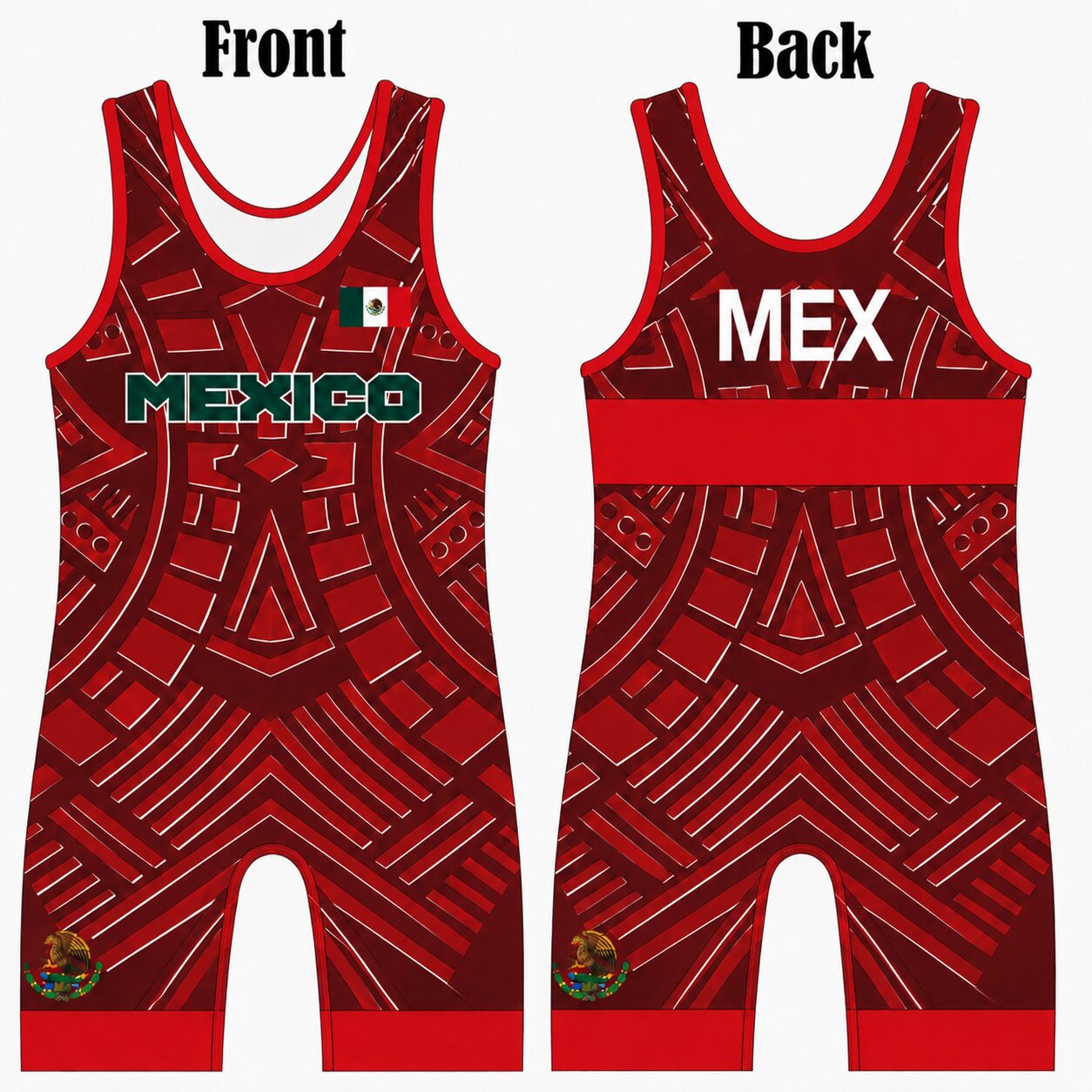 Mexico Crimson Wrestling Singlet