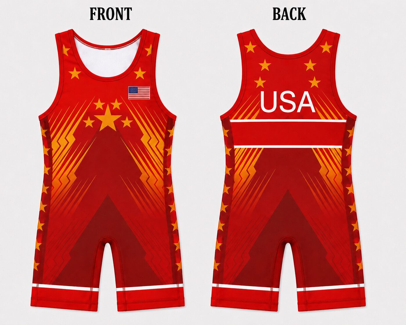 USA World Team Red Throwback Wrestling Singlet