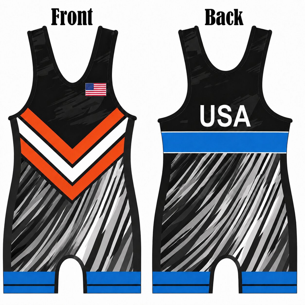 Cowboy Blue/Black Wrestling Singlet