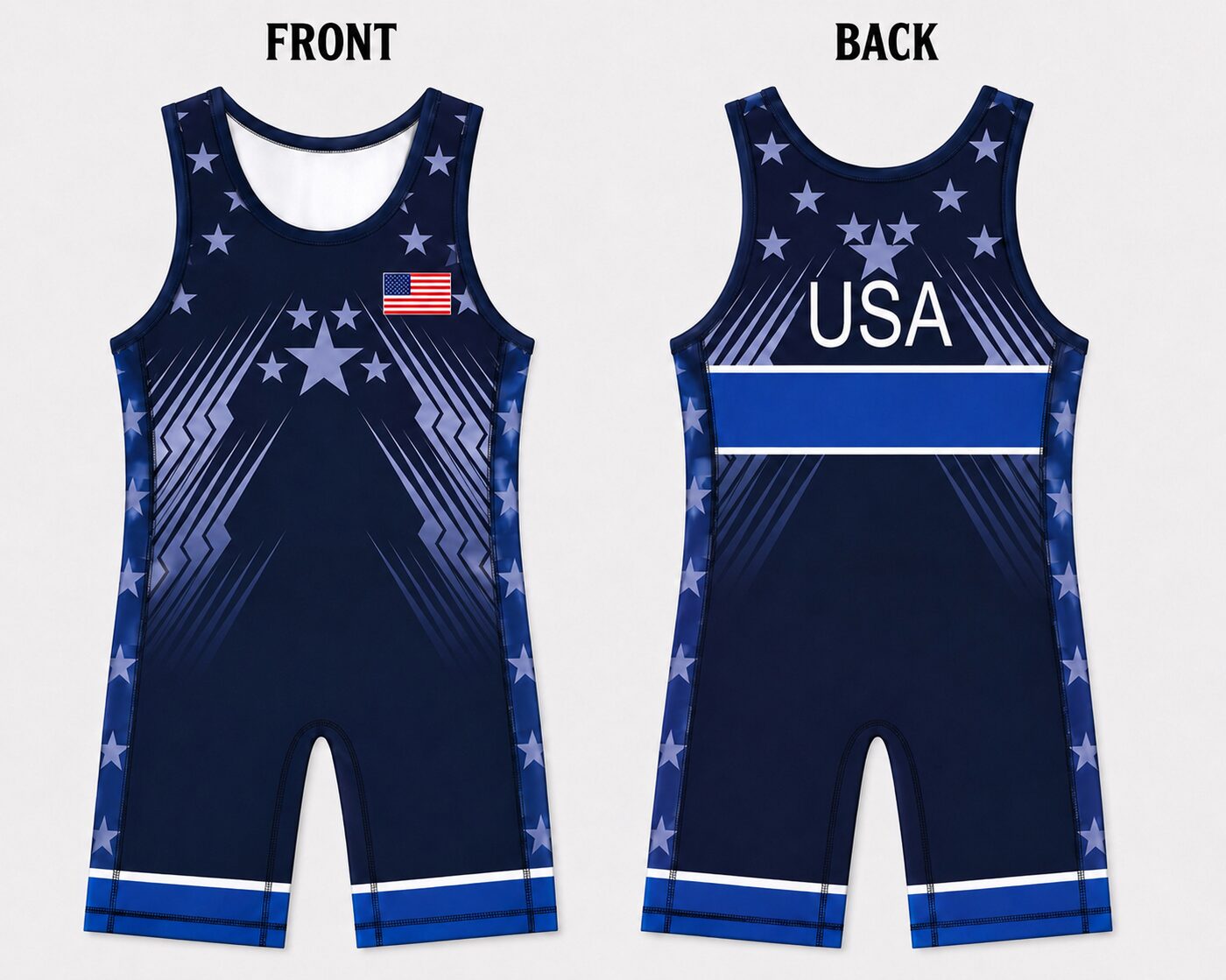 USA World Team Blue Throwback Wrestling Singlet