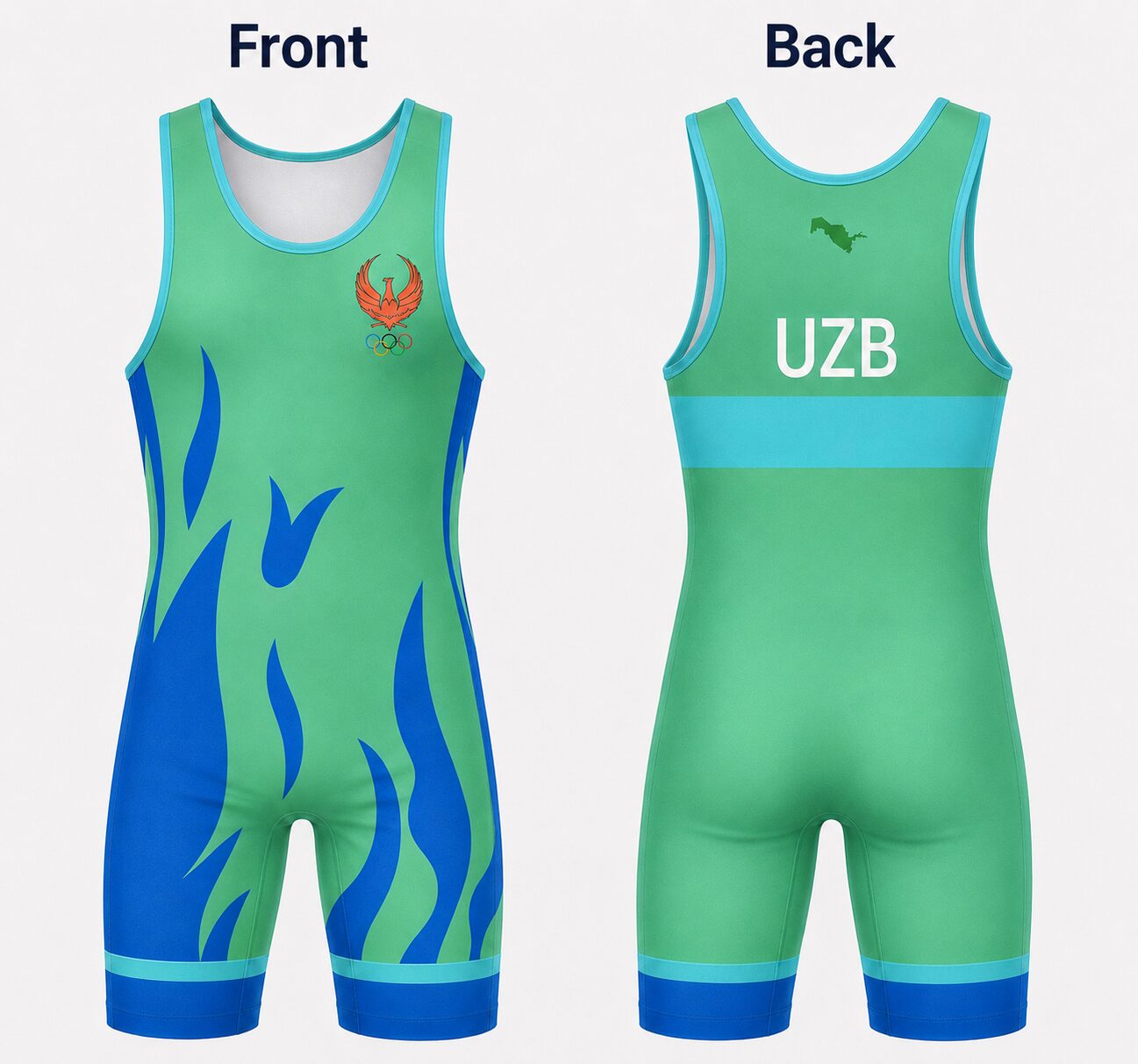Uzbekistan Emerald Blaze Wrestling Singlet