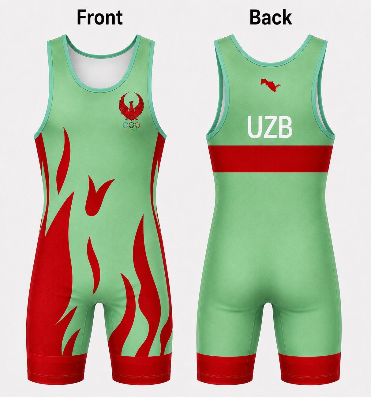Uzbekistan Crimson Baze Wrestling Singlet