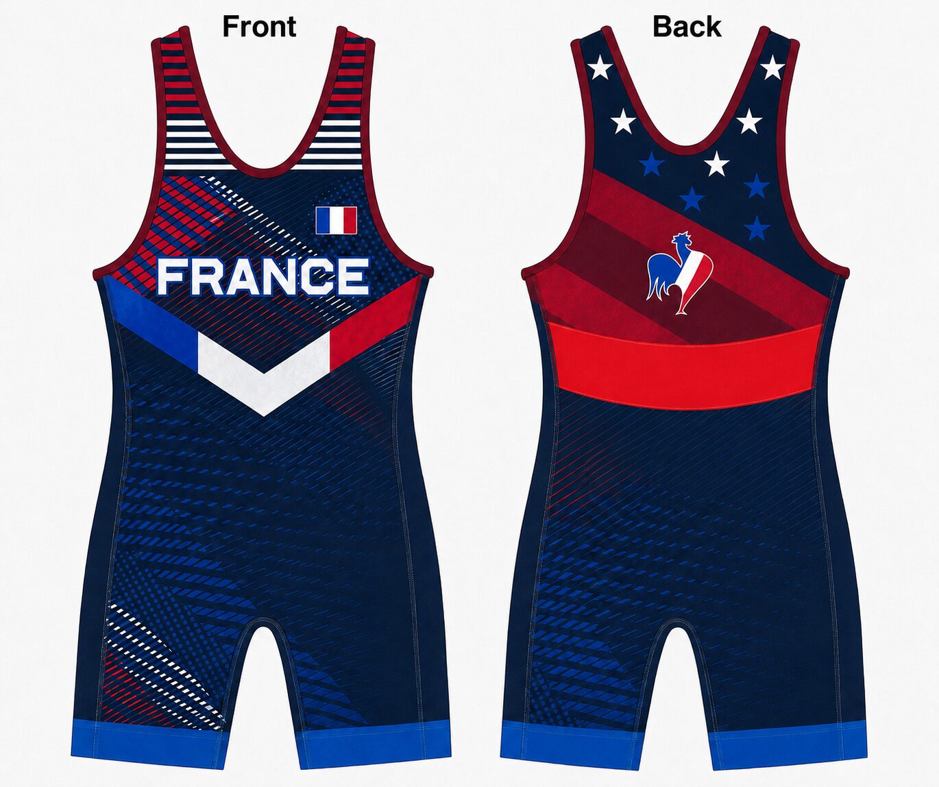 Blue France Wrestling Singlet