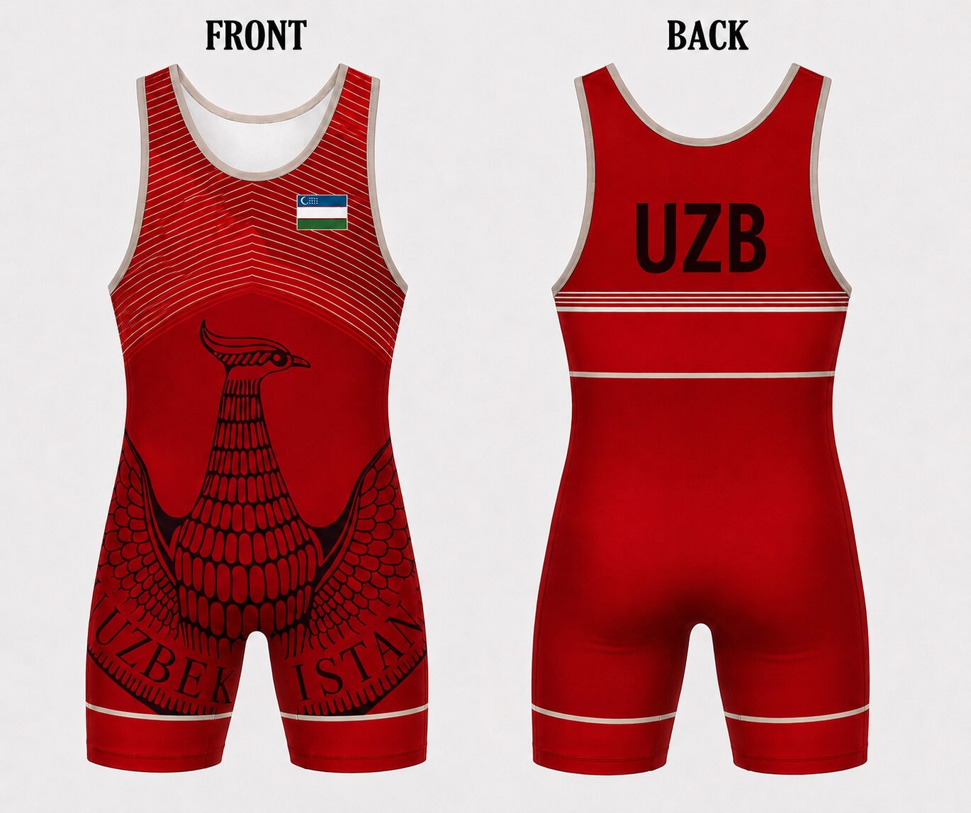 Uzbekistan Crimson Humo Wrestling Singlet